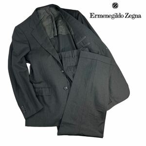 定価20万超 極美品 Ermenegildo Zegna エルメネジルド ゼニア スーツ セットアップ サイズ48/L相当 黒に近いチャコールグレー 希少 A2270