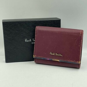 T308-I55-238 ◎ Paul Smith ポールスミス レディース 三つ折り財布 ウォレット バーガンデ PWU763-80 ボルドー 小銭入れあり 箱付き ③