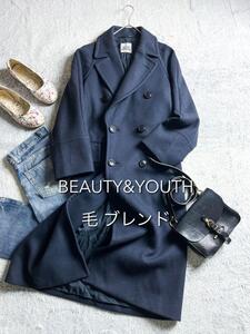 【BEAUTY&YOUTH】ウール混 メルトンロングPコートHAMILTON