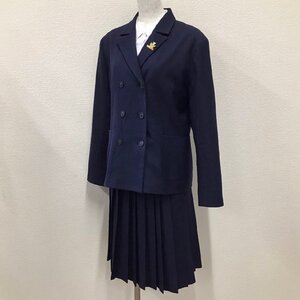 O128/(中古)兵庫県 龍野高校 女子制服3点 /校章/M/W63/丈63/ブレザー/ブラウス/スカート/NIKKE/紺/冬服/中学/高校/女子学生/制服/学生服