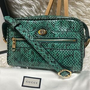 新品！希少な逸品 GUCCI グッチ オフィディア マーモント パイソン ショルダーバッグ グリーン バッグ ミニバッグ ヘビ柄 肩掛け 斜め掛け