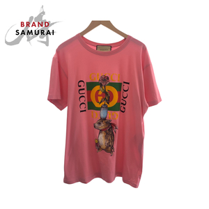 美品 GUCCI グッチ ヒグチユウココラボ サイズS ピンク マルチカラー コットン 548334 半袖Tシャツ カットソー レディース 410205