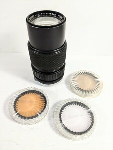 フィルムカメラ用レンズ　オリンパスOM用　ズームレンズ75〜150mm F4 3点のフィルター付き