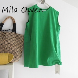 送料込 匿名配送 新品 mila Owen ミラオーウェン　ノースリーブ　後ろシャツ　緑　サイズ０