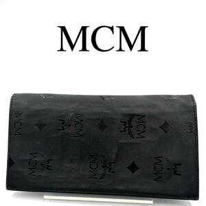 MCM エムシーエム 長財布 ヴィセトス柄 総柄 ロゴ金具 ブラック レザー