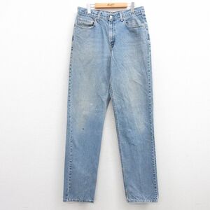 W35/古着 ジーンズ Levis リーバイス 550 メンズ 00s ヒゲ コットン 薄紺 ネイビー デニム 24aug09 中古 ボトムス ジーパン Gパン ロン 3OF