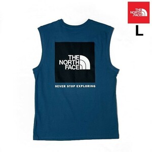 1円～!売切!【正規新品】THE NORTH FACE BOX NSE TANK タンクトップ Tシャツ US限定 ボックスロゴ グラフィック コットン(L)青 180903-15