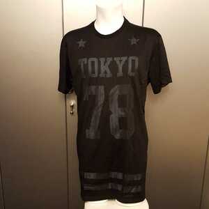 ★【美品】H&M　DIVIDED Tシャツ　半袖　黒　異素材　メッシュ　L～XLサイズ