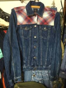 2501GAPギャップ×ペンドルトンPENDLETONチェック切替デニムDENIMジャケットXXSジージャンWネームＧコラボ3rdサード4th