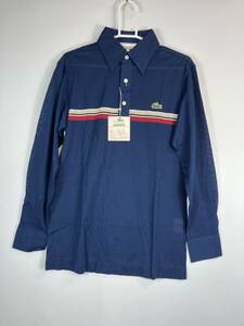 80s デッドストック CHEMISE LACOSTE ラコステ 長袖ポロシャツ ネイビー 3サイズ 三共生興