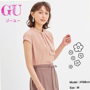 処分sale!新品タグ付☆ GU ジーユー☆タイリボンブラウスXLピンク