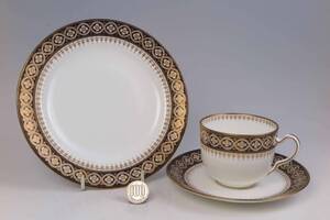  ウェジウッド = Old・Cup & Saucer & Plate = 　UP.Blue＆Gold Deco 　 (1級品) 　X8593 　