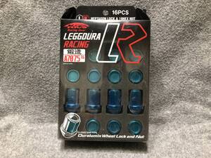 ★KYO-EI★LEGGDURA RACING M12xP1.5 19HEX ブルー 16個セット★ロックナット付★