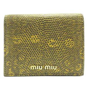 ミュウミュウ 二つ折り財布 MIU MIU 「リアルリザードレザー」 ロゴメタル ミニ財布 5MV204 251 F0187 ROCCIA アウトレット レディース