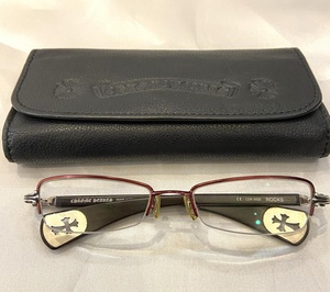 【中古】 Chrome Hearts （クロムハーツ） メガネ ROCKS ウッドテンプル 眼鏡 メガネ アイウェア ダークブラン シルバー クロス CHクロス