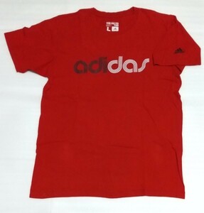 ☆adidas.com サイズL(ジャパン2XO) 半袖Tシャツ THE GO-TO TEEスポーツCOTTONティー曲線プリント フアッション ウェア赤レッド アディダス