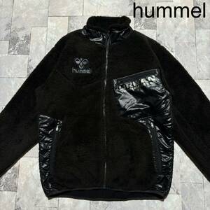 hummel ヒュンメル ボアフリースジャケット URBAN TRANSVERSAL ジップアップジャンパー 刺繍ロゴ スポーツ ブラック サイズM 玉FS1419