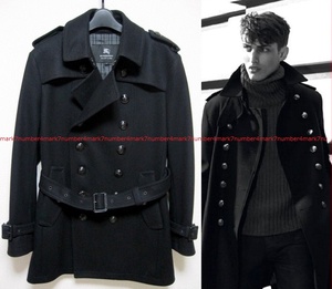 美品BURBERRY BLACK LABEL希少カシミヤ黒釦ナポレオン トレンチコートMレザー黒ダウン2ジャケット バーバリーブラックレーベル