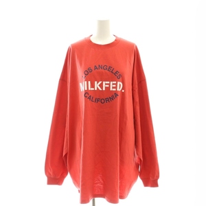 未使用品 ミルクフェド MILKFED. CIRCLE LOGO SUPER BIG L/S TOP Tシャツ ロンT カットソー 長袖 オーバーサイズ ロゴ F 赤 紺 白 /CX ■OS