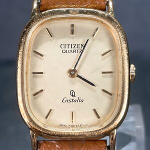 CITIZEN シチズン Castalia カスタリア 4-831462 腕時計 アナログ クオーツ レザーバンド ブラウン 新品電池交換済み 動作確認済み