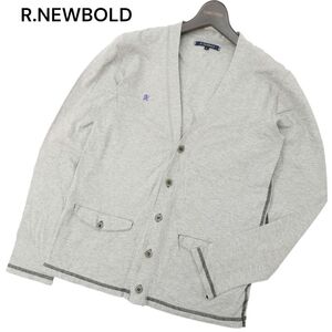 R.NEWBOLD ポールスミス 通年 ロゴ刺★ Vネック カーディガン 羽織り Sz.S　メンズ グレー　C4T03980_4#F