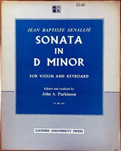 スナイエ ヴァイオリン・ソナタ ニ短調 (ヴァイオリン＋ピアノ) 輸入楽譜 Senallie Sonata in D minor for Violin and Keyboard 洋書