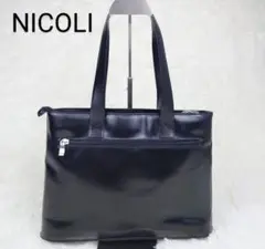 NICOLI ニコリ レザー ハンドバッグ ショルダー バッグ ブラック