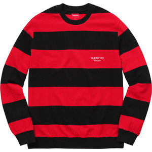 希少★新品本物【黒赤★S】★Striped Pique Crewneck ストライプピケ クルーネック 正規店購入 シュプリーム 限定 入手困難 Supreme 2016SS