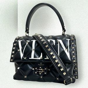 極美品☆人気モデル☆VALENTINO GARAVAN ヴァレンティノ ガラヴァーニ キャンディスタッズ 2way VLTN 黒 ブラック ハンドバッグ ショルダー