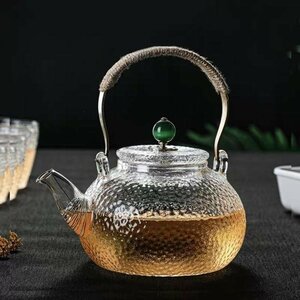 ティーポット 耐熱　ガラス700ML 　紅茶ポット お茶会 工芸茶 花茶　急須　ケットル　やかん　ガラス瓶　烏龍茶　緑石
