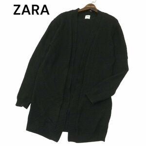 ZARA ザラ マン 現行タグ★ 通年 コットン ニット ロング カーディガン 羽織り Sz.L　メンズ 黒　A4T08806_8#O