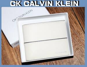 送料無料 即決【未使用】 CK CALVIN KLEIN ★ 牛革 二つ折り財布(センター) ★ カルバンクライン 税込定価1万6500円 品番821613 