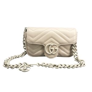 【中古】 GUCCI グッチ GGマーモント ベルトバッグ ホワイト 白 ボディバッグ カーフ レディース 23028277 HO