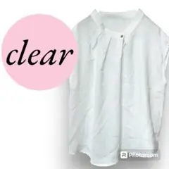 【クリア】clear♡トップス♡オフィス♡フェミニン♡ノースリーブ♡ブラウス♡白