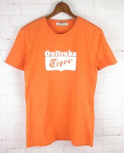 ST10787 Onitsuka Tiger オニツカタイガー Tシャツ M 美品 オレンジ系（クリックポスト可）