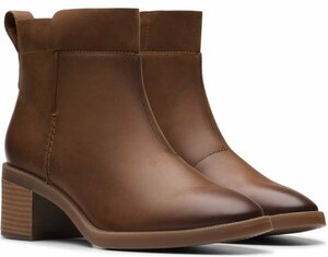 Clarks 26.5cm タン ブラウン ジッパー ショート ブーツ ブーツ サイドゴア レザー コンフォート スニーカー ローファー AAA311