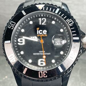 美品 ice-watch アイスウォッチ 腕時計 アナログ クオーツ 3針 カレンダー ラバーバンド ブラック ラウンド 新品電池交換済み 動作確認済み