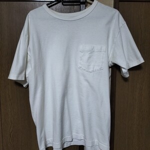 ウエアハウス ポケット付き Tシャツ M 白 USED warehouse Tシャツ ポケT 無地 半袖 アメカジ 古着 made in JAPAN