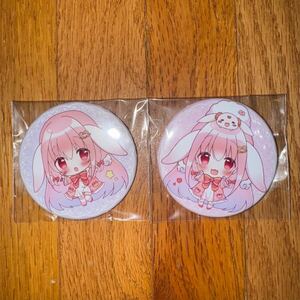 花咲ちゆ　さきちゅ　FANBOX半年記念グッズ　缶バッジ　ちまっとデフォルメ缶バセット　　　お絵描きさきちゅ　シュクルと一緒