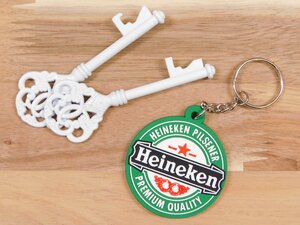 ◆送料\110◆【Heineken・ハイネケン】※《企業ロゴ・ラバーキーホルダー》　アメリカン雑貨　キーリング　RC060