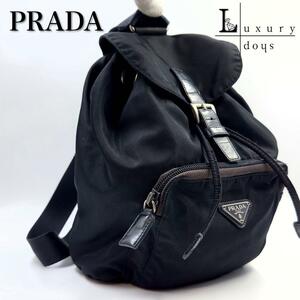 PRADA プラダ　ポコノ ナイロン エナメル パテント レザー 本革　リュックサック　黒　SV金具　ヴィンテージ　B5 書類　バックパック