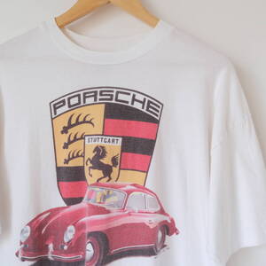 90s【 PORSCHE 】ポルシェ 356A イラスト Tシャツ 1995年 / ホワイト 白 / XL / ビンテージ 車 カー ロゴ USA製