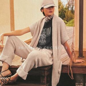 N50★未使用★23SS★極上スパンコールつき カーディガン ブルネロクチネリ BRUNELLO CUCINELLI ロングカーディガン ベージュ コットン