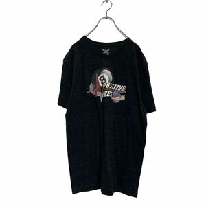 Faded glory 半袖 プリントTシャツ M ブラック Vネック バックプリント ビリヤード 古着卸 アメリカ仕入 a605-6490