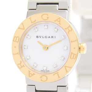 ブルガリ 時計 レディース ブルガリブルガリ 12Pダイヤ 電池式 シェル文字盤 SS×YG BVLGARI BB23SG 中古