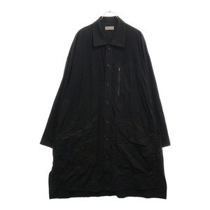 Yohji Yamamoto ヨウジヤマモト 19SS India Long Shirt Coat コットン ロングコートシャツ ブラック HH-T16-080