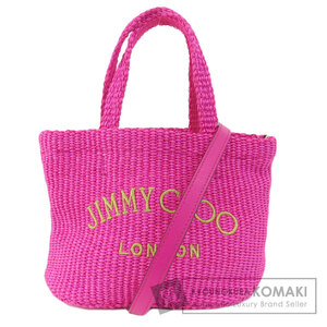 Jimmy Choo ジミーチュウ ウーブン 2WAY ハンドバッグ ラフィア レディース 中古