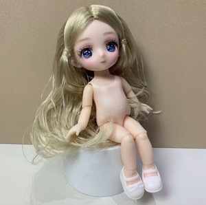 着せ替え人形 1/8スケール 16cm 女の子 金髪 ブロンズヘア 人形 ボディ 全身 かわいい BJDドール 素体 おもちゃ 関節可動 フィギュア t136