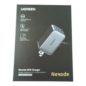 【１円オークション】UGREEN Nexode 充電器、Type C 急速充電器、65W PD、GaNII 窒化ガリウム、USB-C 2 および USB-A*1、PD3.0、AAU0291