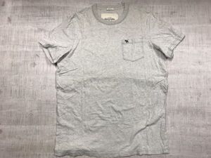 アバクロンビー&フィッチ Abercrombie&Fitch アメカジ ストリート サーフ 胸ポケット 半袖Tシャツ メンズ 綿100% 大きいサイズ XXL グレー